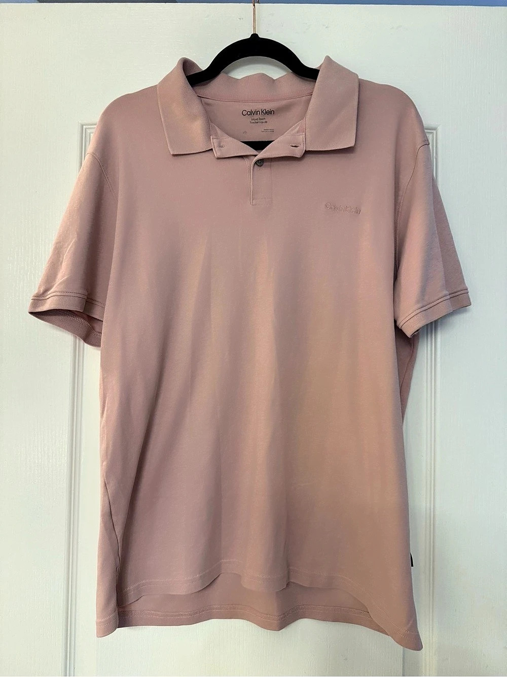 Calvin Klein Liquid Touch Polo Shirt Men's Pink Size Large